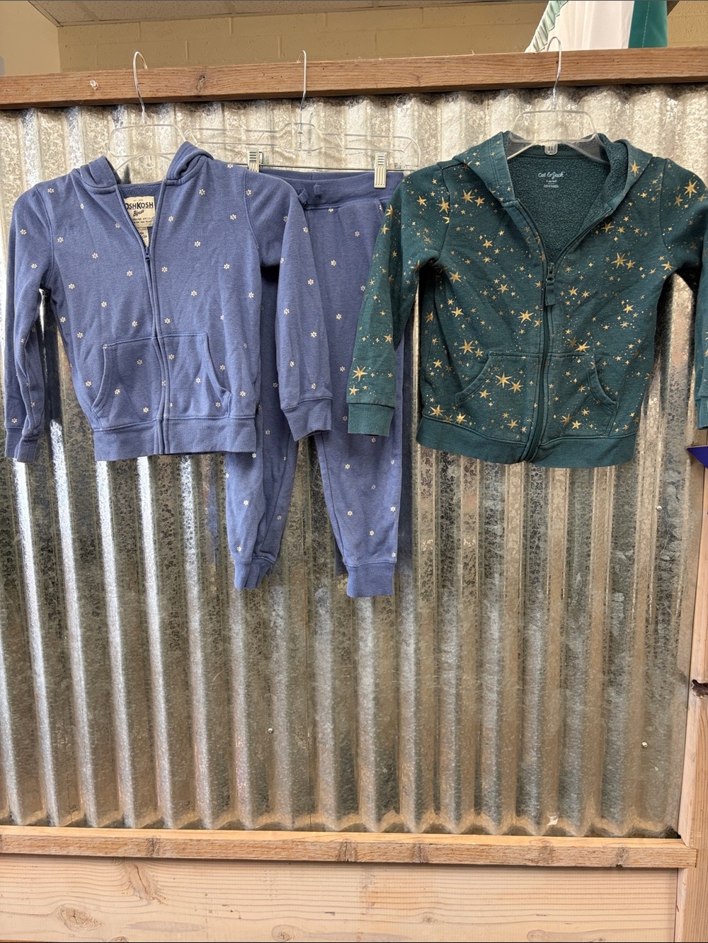Girls Zip Hoodie with sweat pants/Gold Star Hoodie-size 6X